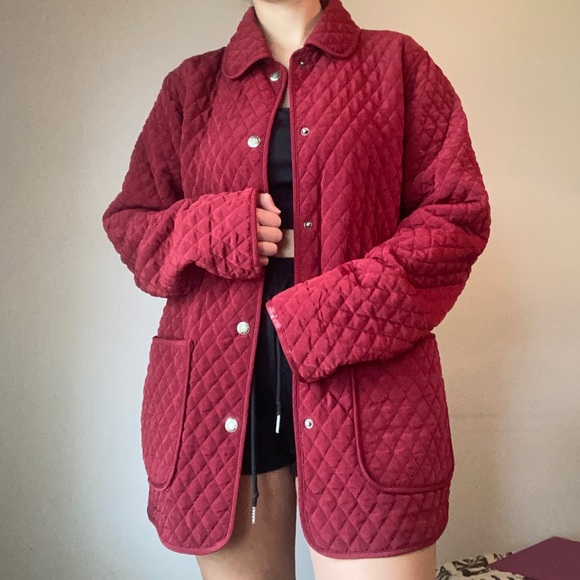 Reversible Dark Red + Gray Quilted Jacket - Picture 5 of 12